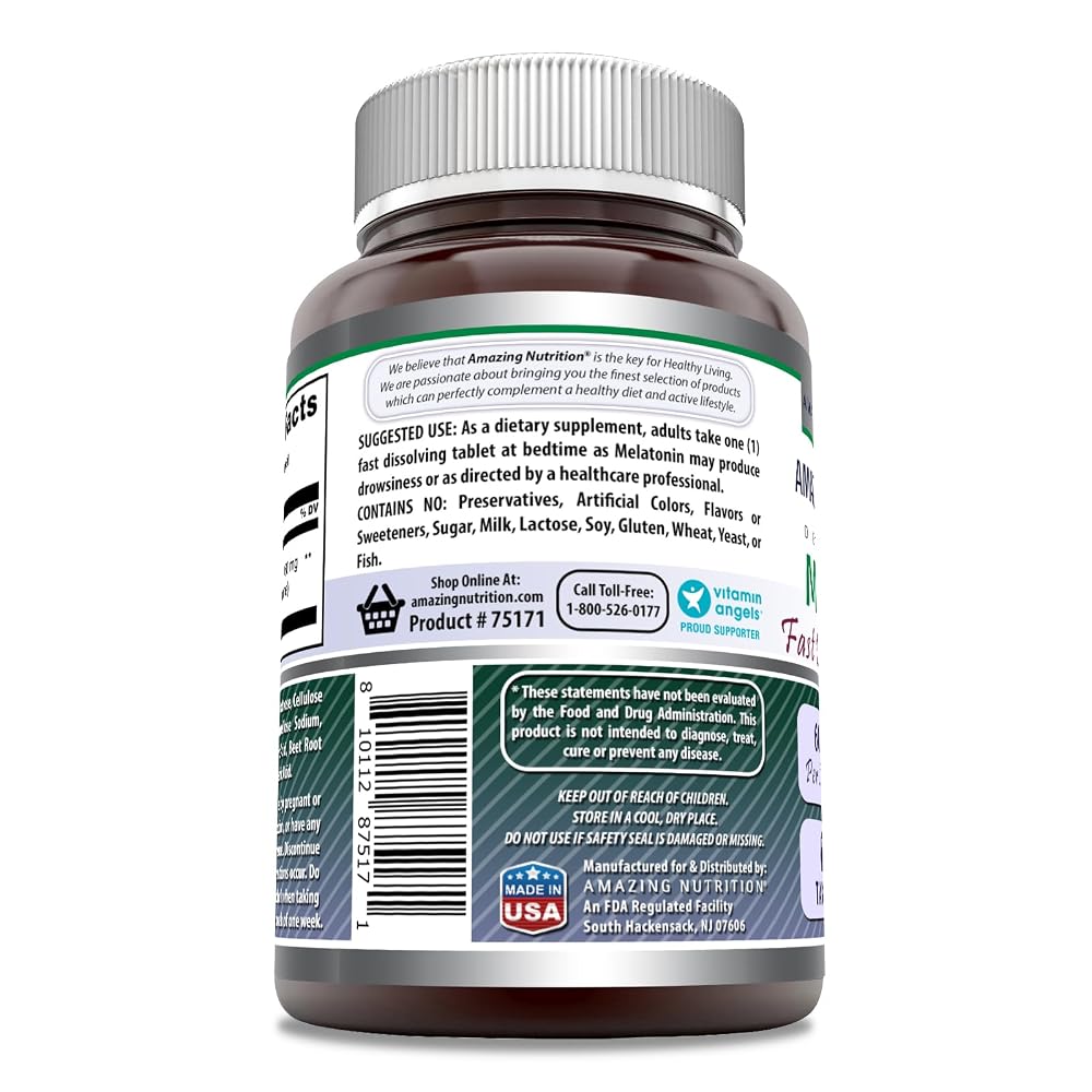 Amazing Nutrition Melatonin 60 mg Fast Dissolving Sleep Support - 60 Tablets - image 3