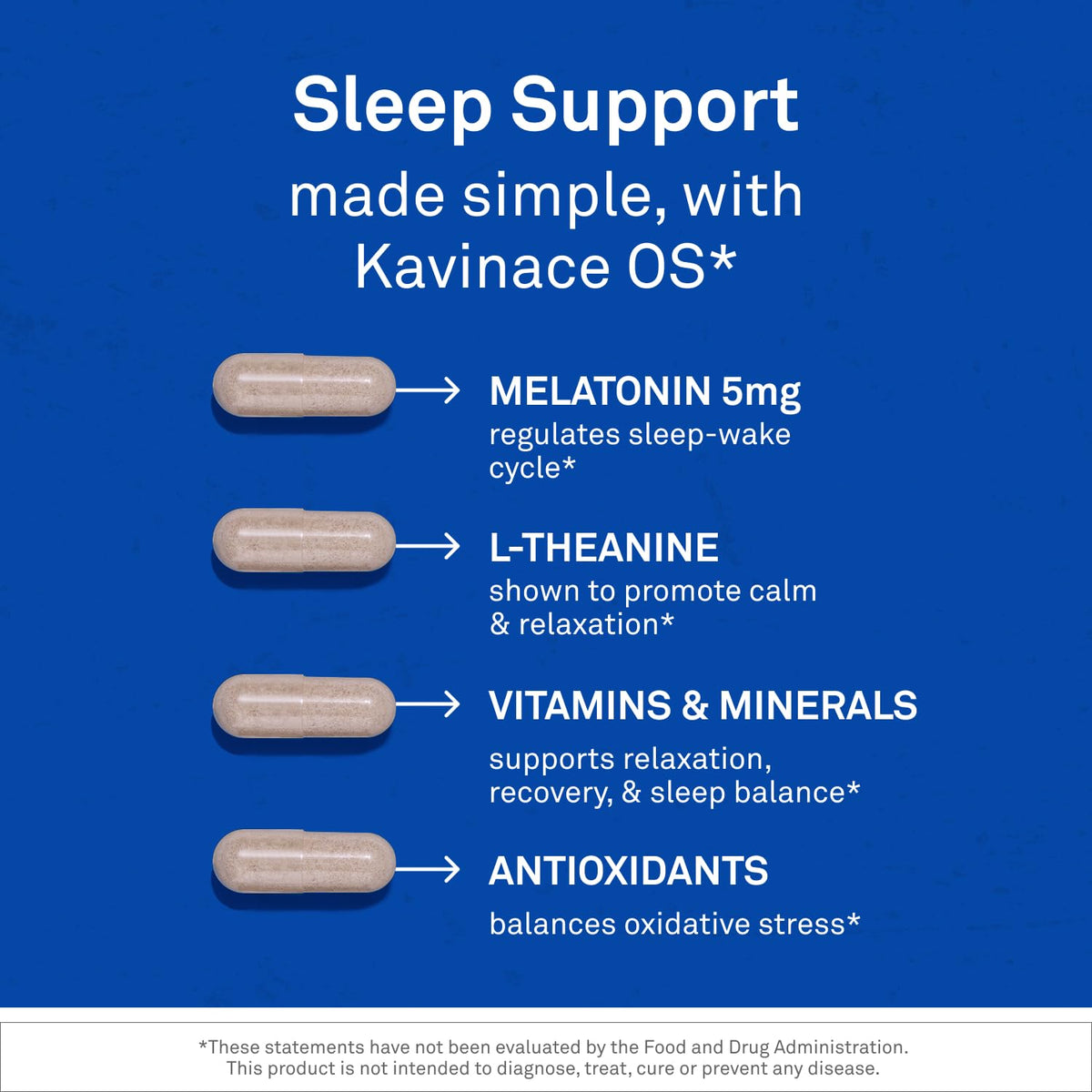 NeuroScience Kavinace OS Sleep Aid with Melatonin 5mg - 60 Capsules - image 3