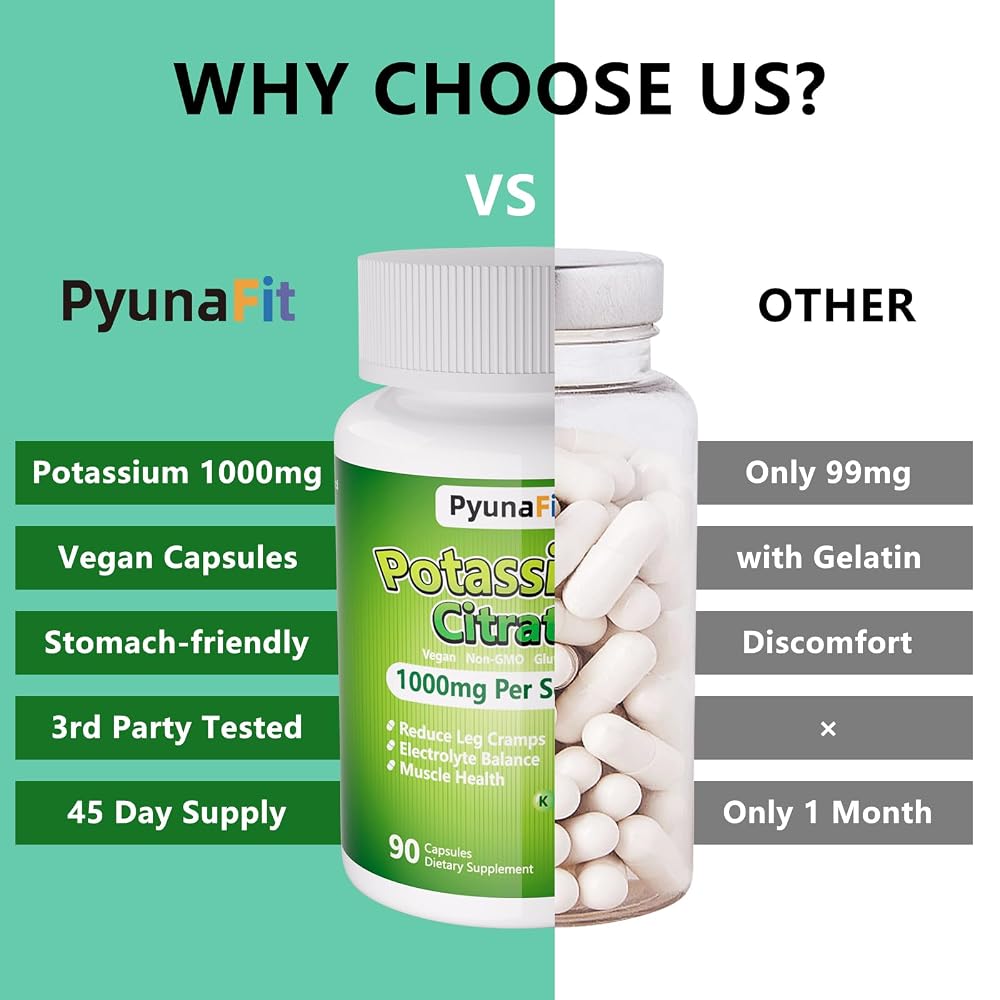 PYUNAFIT Potassium Supplement 1000mg - 90 Capsules - image 6