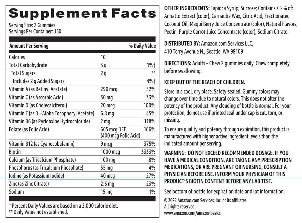 Amazon Basics Women's Multivitamin Mixed Berry Gummies - 300 Count - image 5