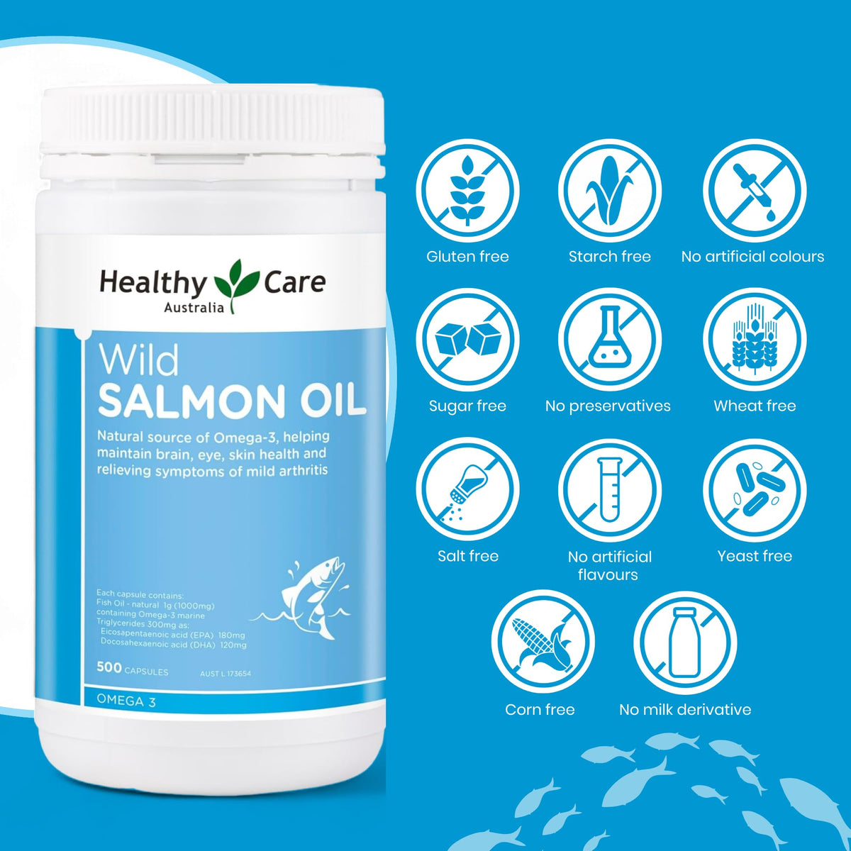 Healthy Care Wild Salmon Oil 1000mg - 500 Capsules - image 5