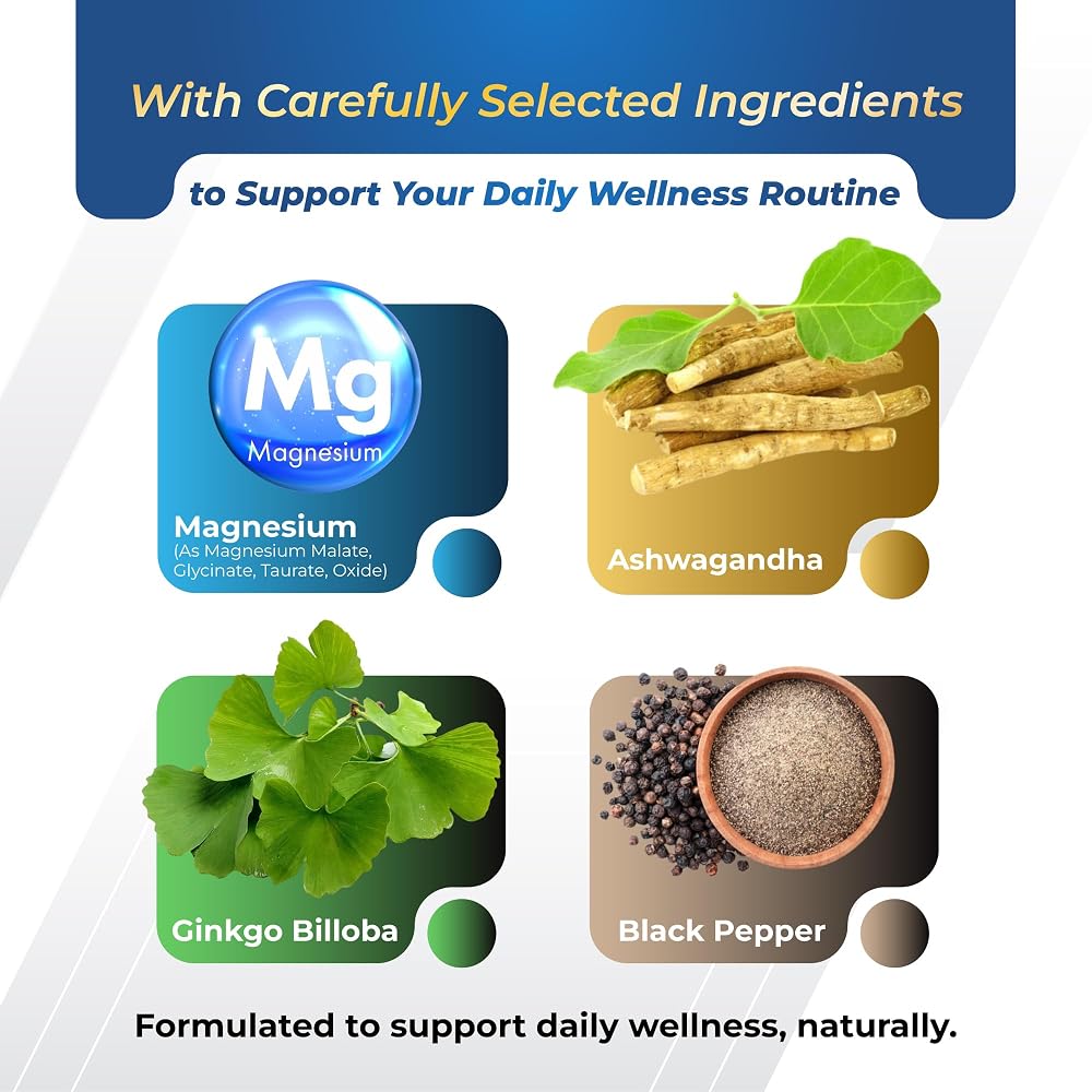 GriMed Magnesium Complex with Ashwagandha & Ginkgo Biloba - 150 Capsules - image 5
