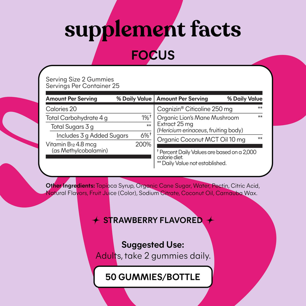 Lemme Focus Concentration & Brain Health Gummies - 50 Gummies - image 5