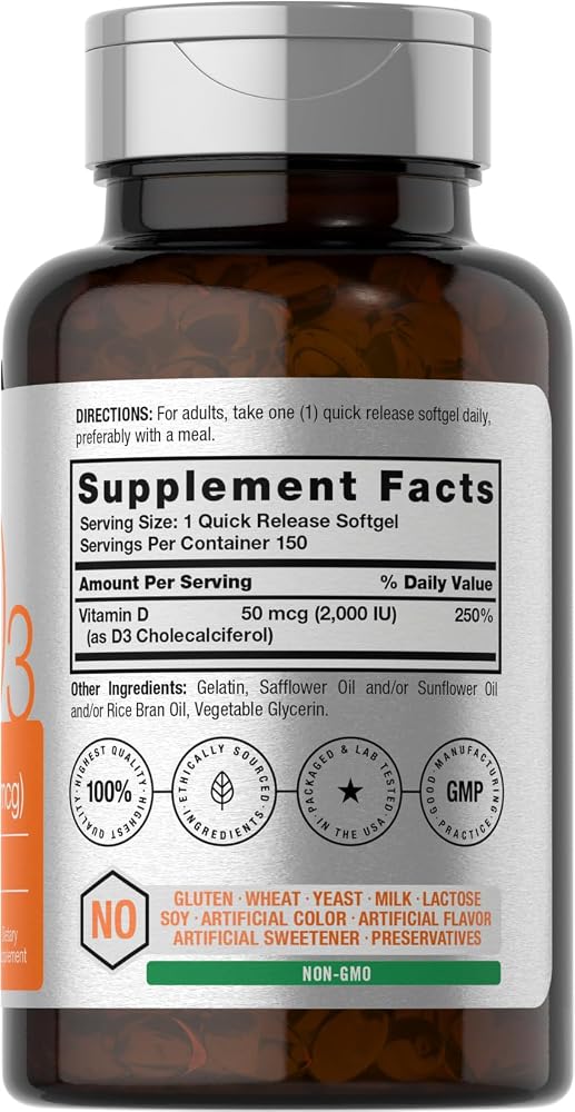 Horbäach Vitamin D3 2000 IU - 150 Softgels - image 2