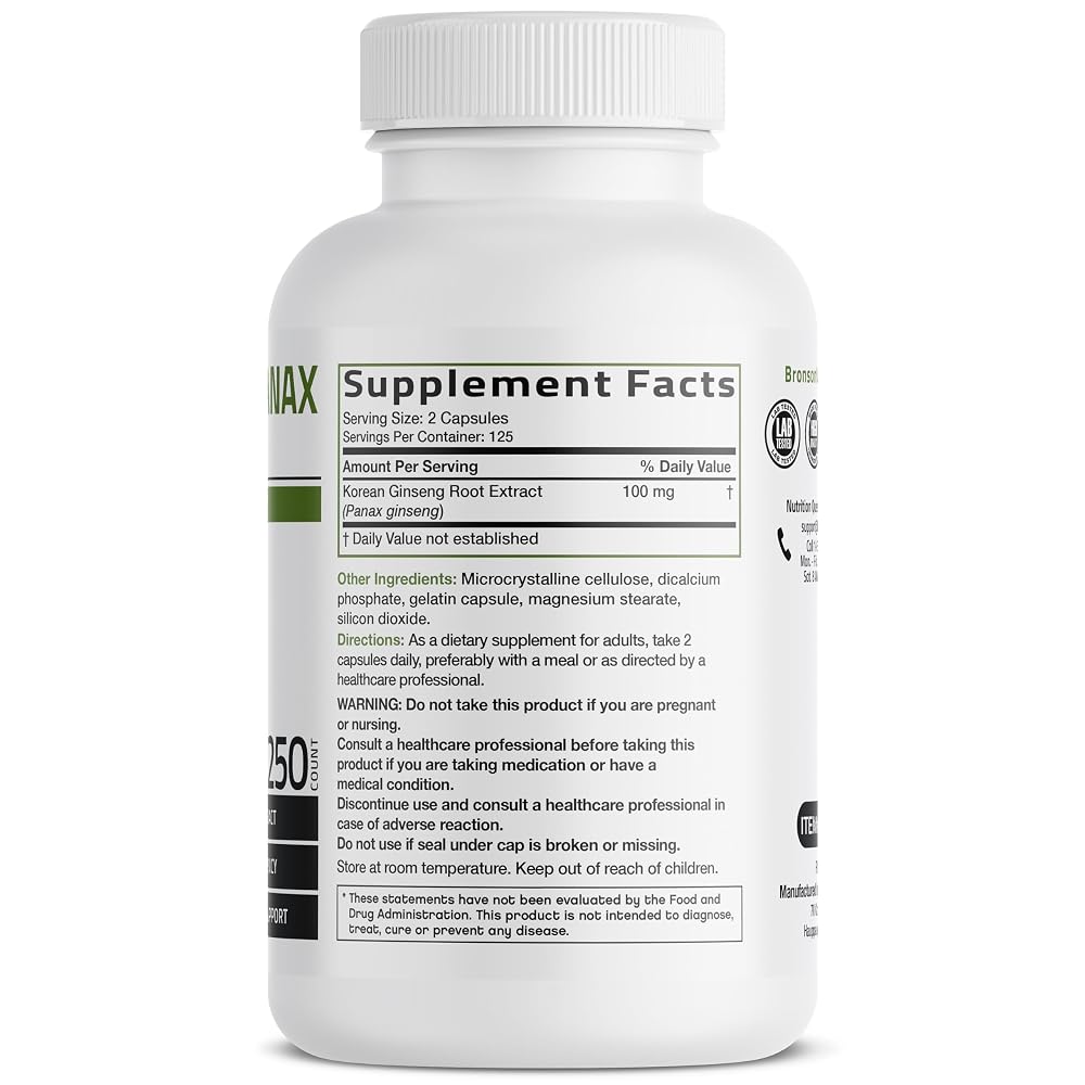 BRONSON Flavored Capsule adult Korean Panax Ginseng Supports Energy - image 8