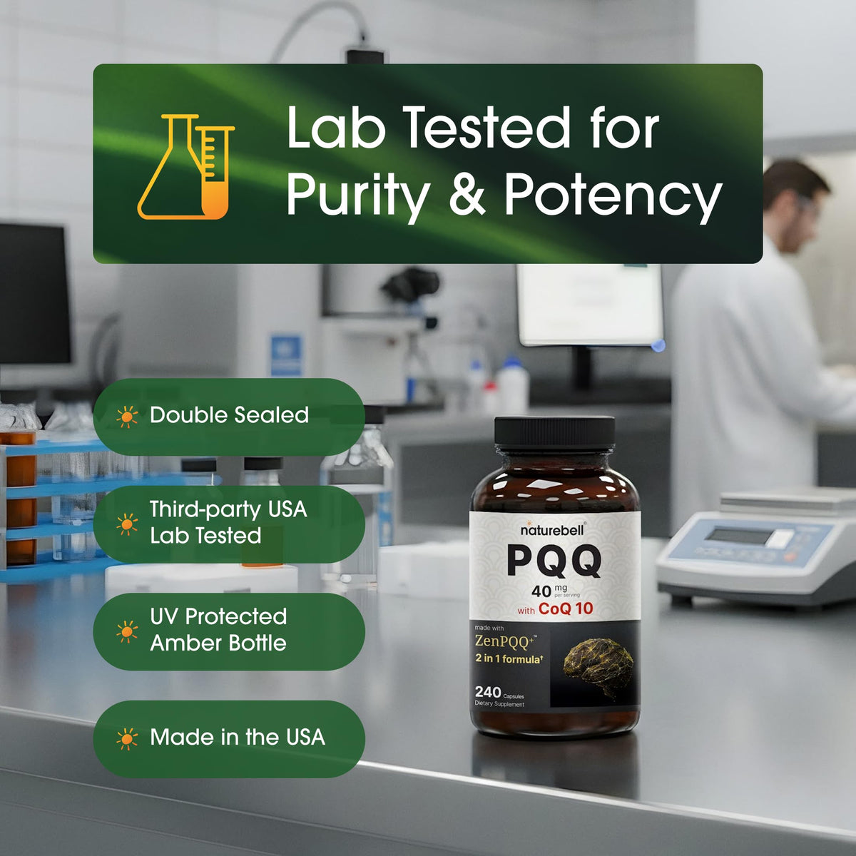 NatureBell PQQ 40mg with CoQ10 10mg - 240 Capsules - image 5