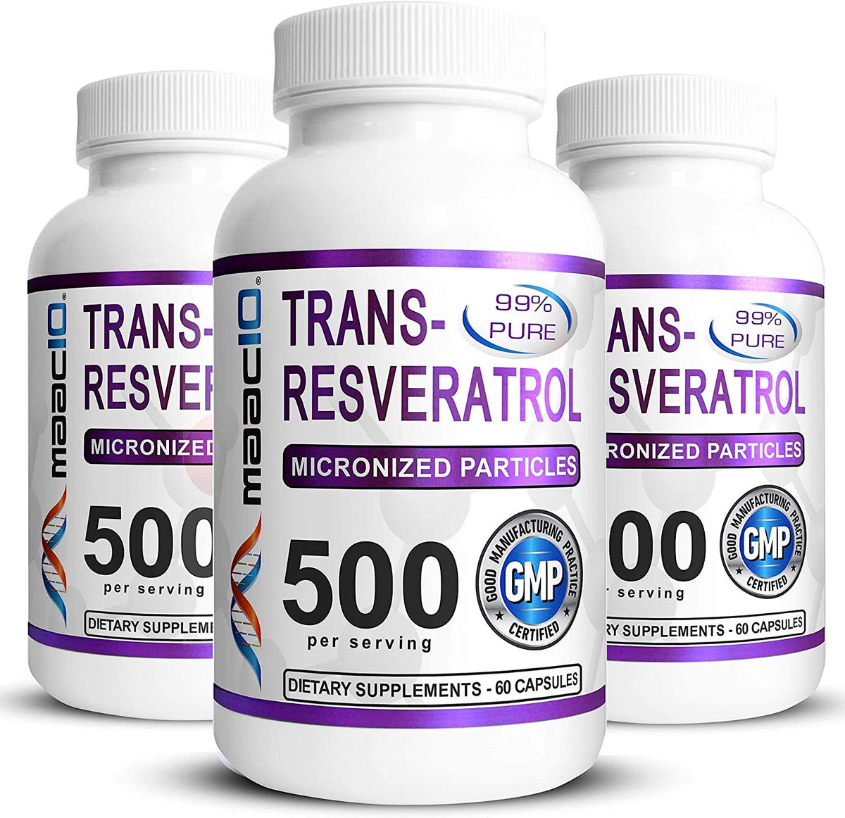 MAAC10 Trans Resveratrol 500mg Micronized - 180 Capsules