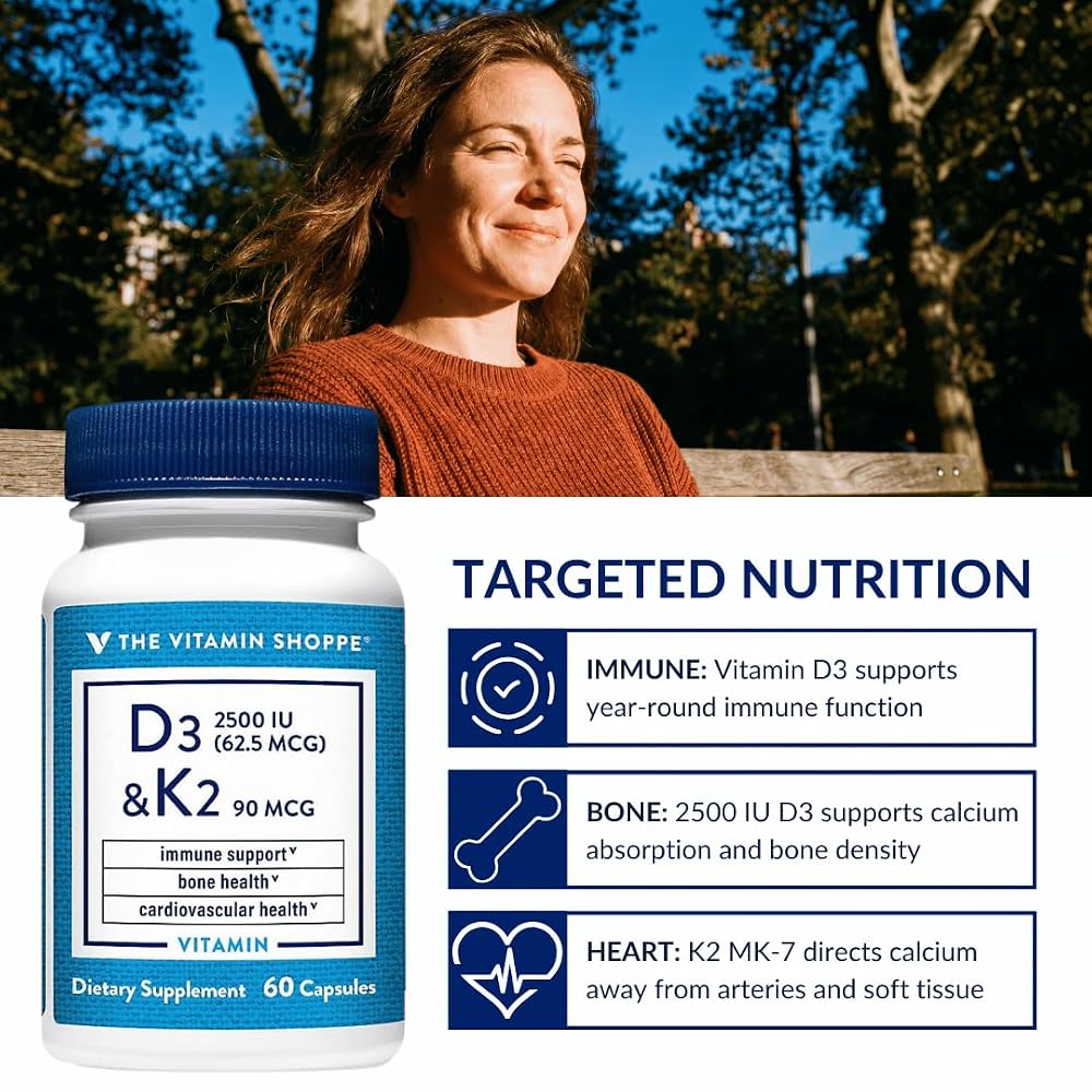 The Vitamin Shoppe Vitamin D3 2500 IU & K2 90 MCG - 60 Capsules - image 6