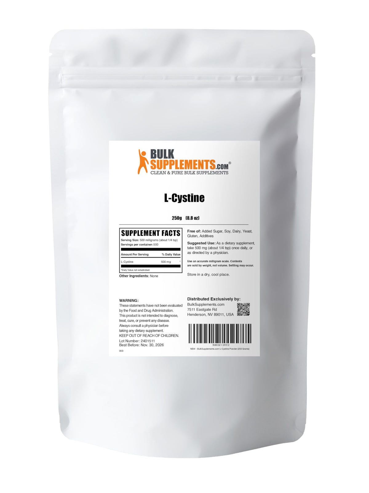 BulkSupplements.com L-Cystine Powder, Amino Acid Supplement