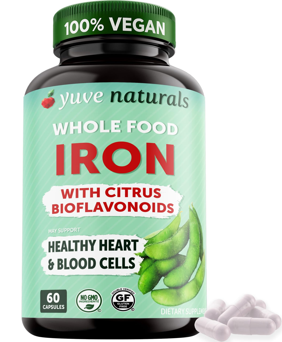Yuve 100% Vegan Chelated Iron 18mg - 60 Capsules