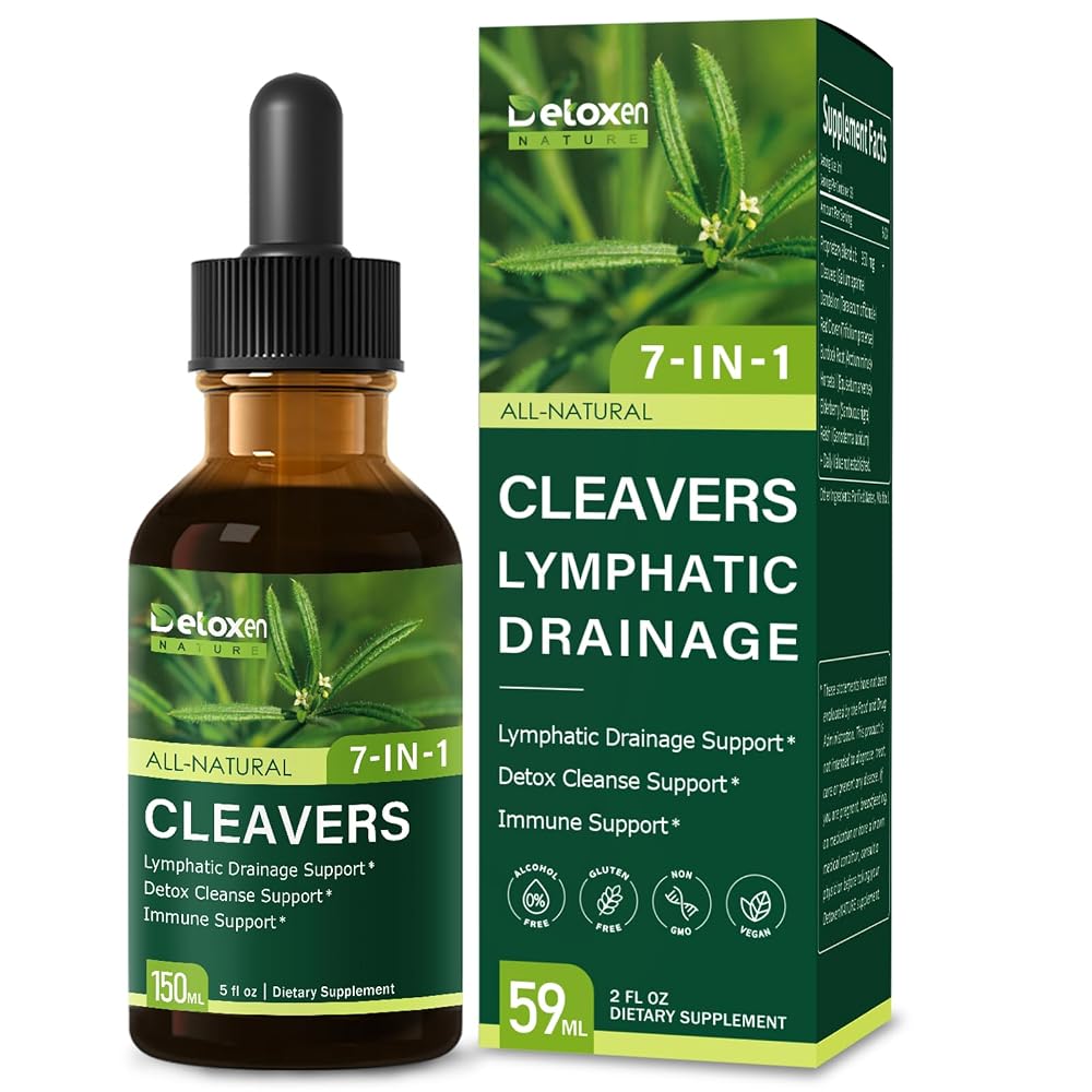 DetoxenNATURE Cleavers Liquid Drops for Lymphatic Drainage Support