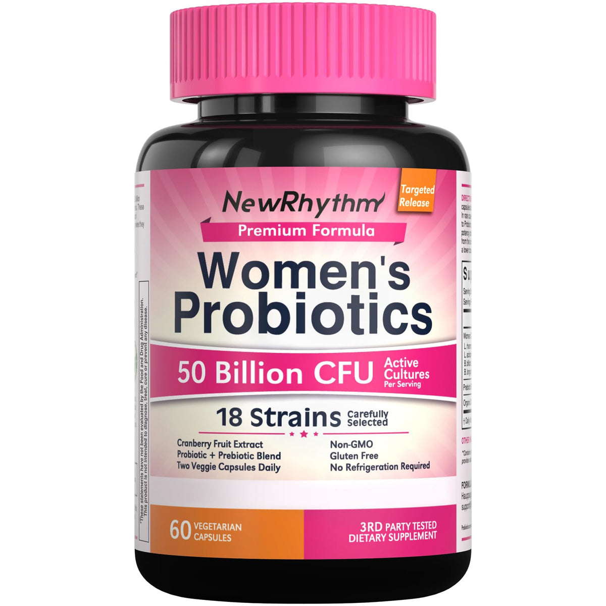 NewRhythm Women's Probiotics 50 Billion CFU - 60 Vegan Capsules