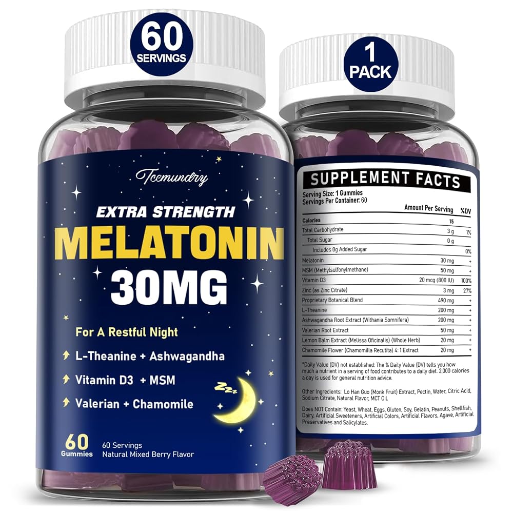 Tcemundry Melatonin Gummies 30mg for Adults: Maximum Strength