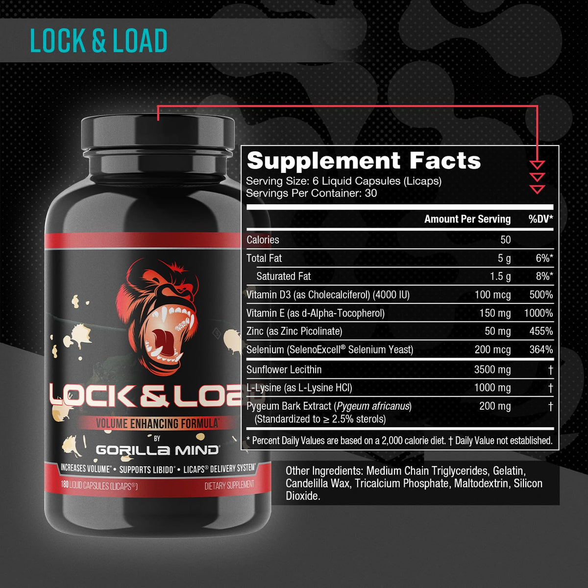 Gorilla Mind Lock & Load Male Fertility Support - 180 Capsules - image 2
