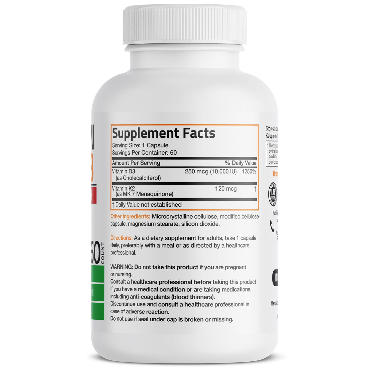 Bronson Vitamin K2 (MK7) with D3 Extra Strength Supplement Bone
