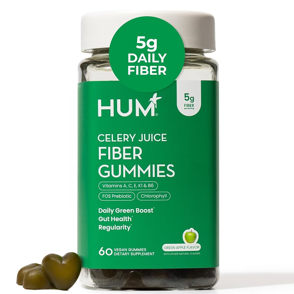 HUM Celery Juice Fiber Gummies Prebiotic Chlorophyll - 60 Count