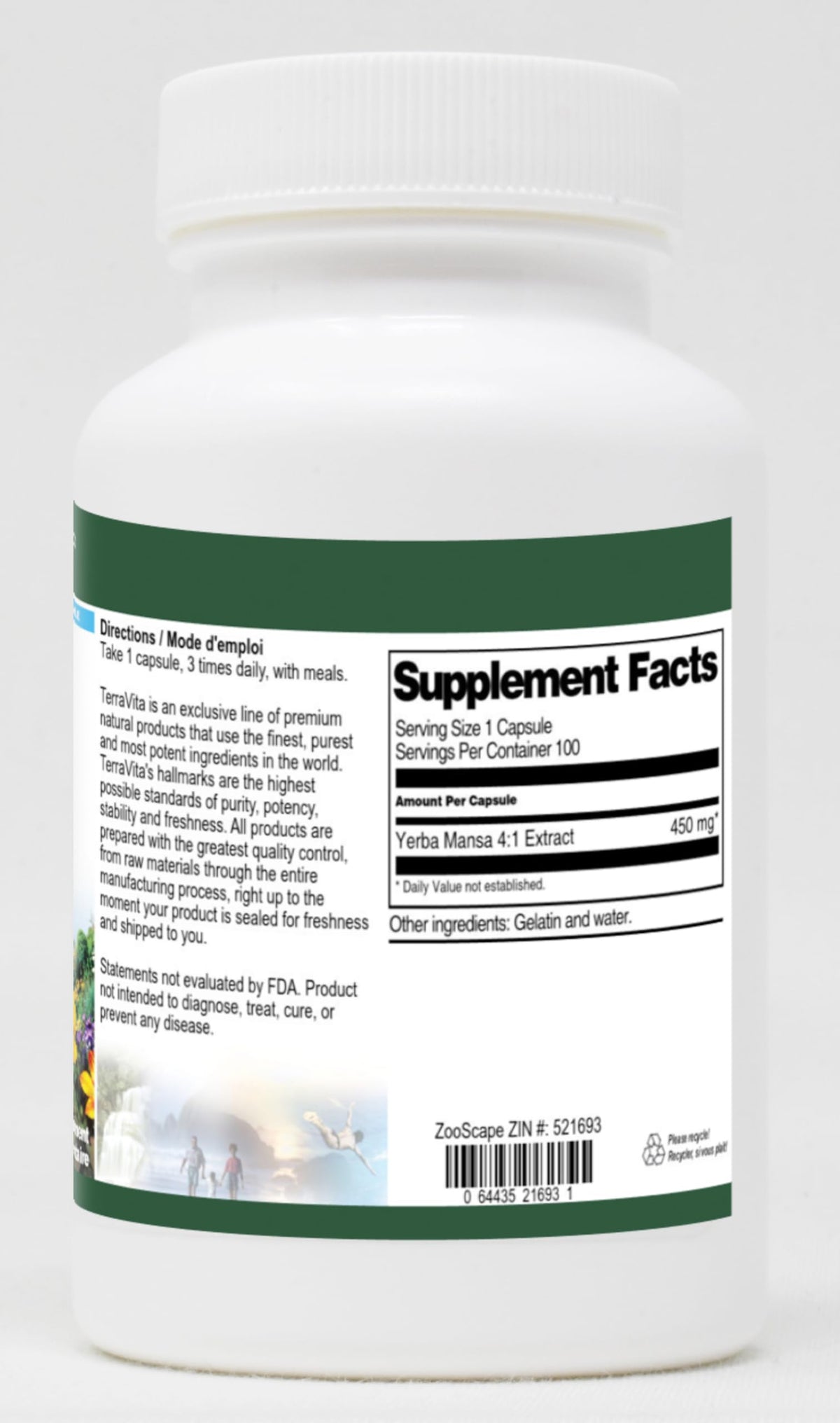 Terravita Yerba Mansa 4:1-450 mg (100 Capsules, ZIN: 521693)