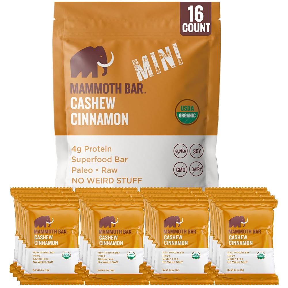 Mammoth Bar Minis - Organic Snack Bar Packed with 4g Protein. Paleo.