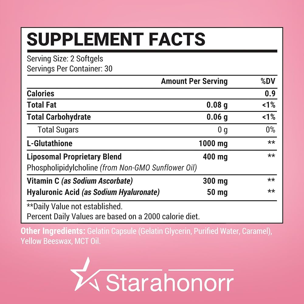 Starahonorr Liposomal Glutathione 1500mg Softgels - 120 Count - image 3