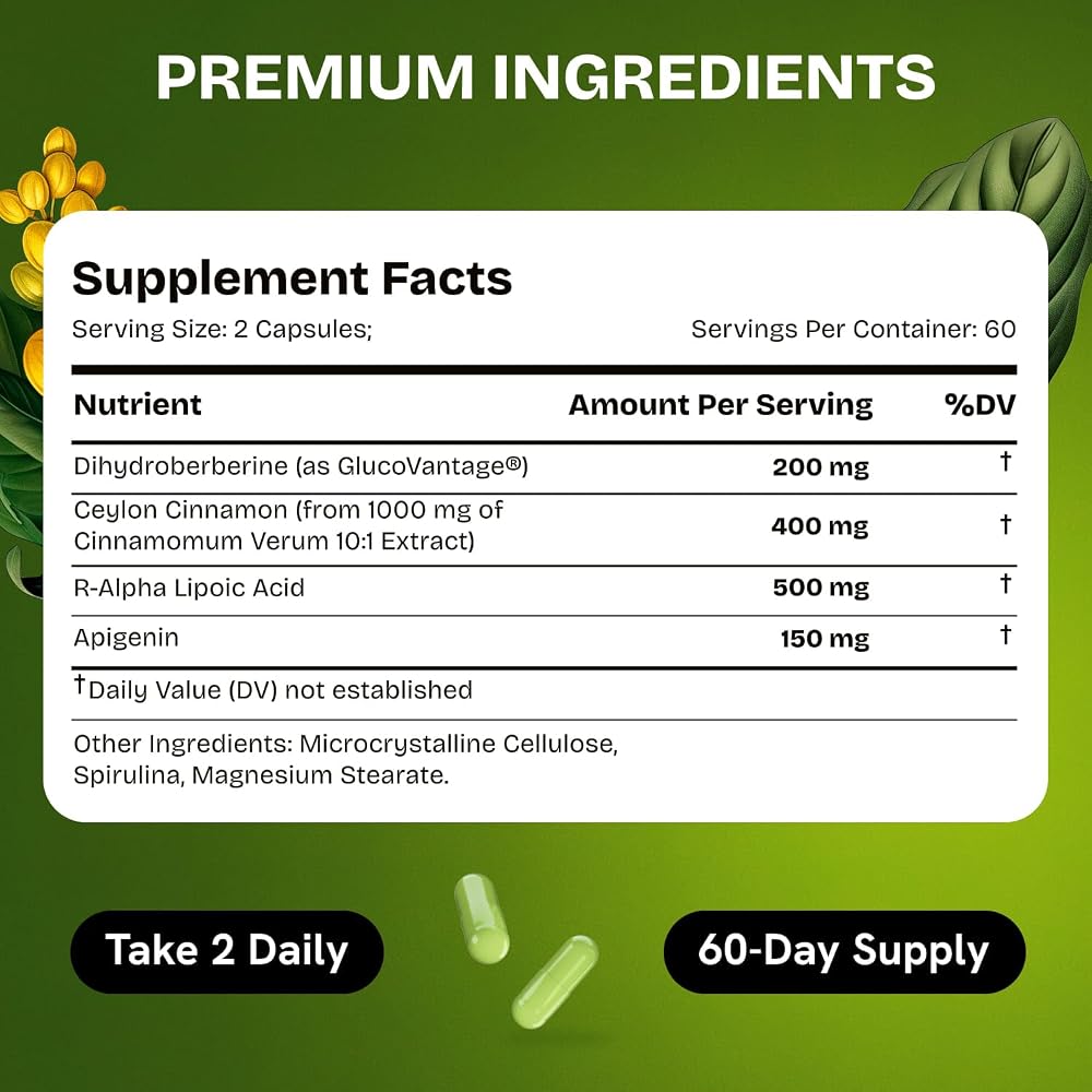 HealMeal Dihydroberberine Supplement - Berberine with Ceylon Cinnamon