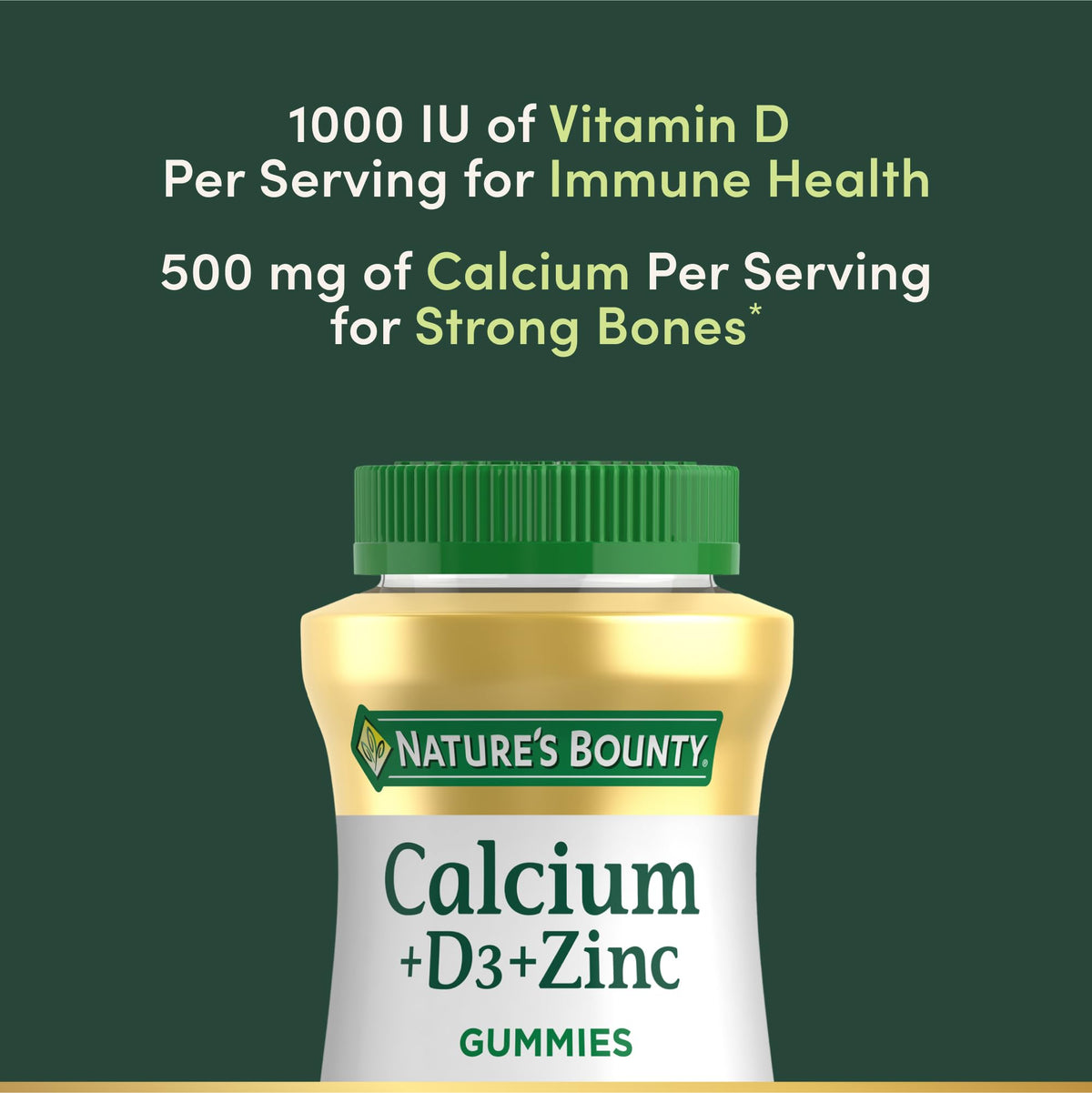 Nature's Bounty Calcium + D3 + Zinc Gummies - 70 Count - image 3