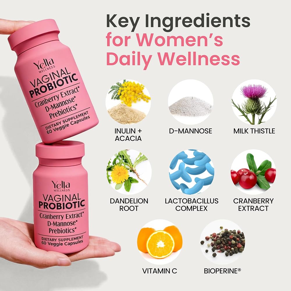 YELLA WELLNESS Vaginal Probiotics with Cranberry Extract - 60 Capsules - image 3
