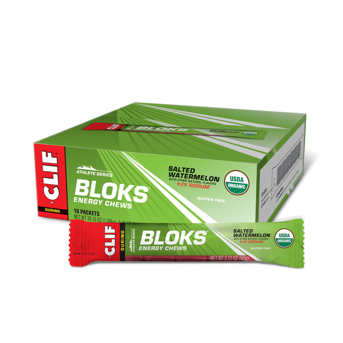 CLIF Bar BLOKS Energy Chews Salted Watermelon 2X Sodium - 18 Packs