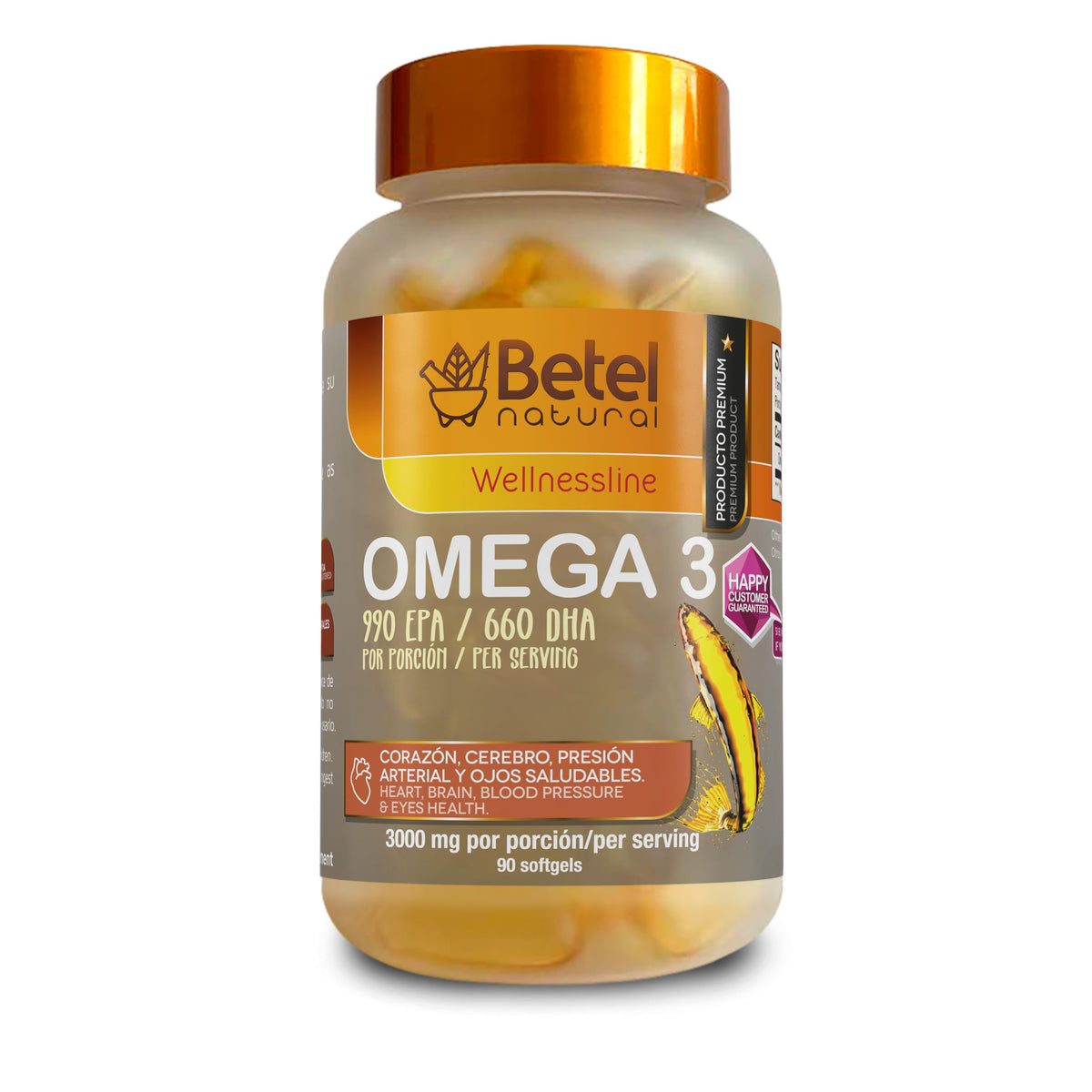 Betel Natural Premium Omega 3 Fish Oil EPA/DHA - 90 Softgels