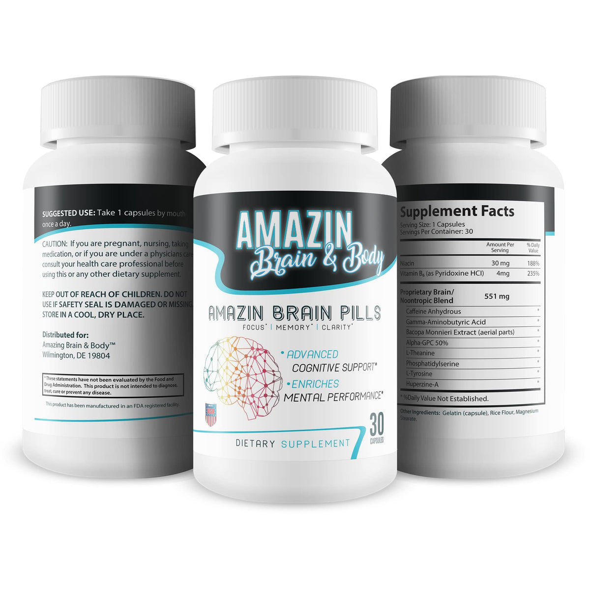 A-MAZ Amazin Brain Pills Nootropic Supplement - 60 Capsules - image 4