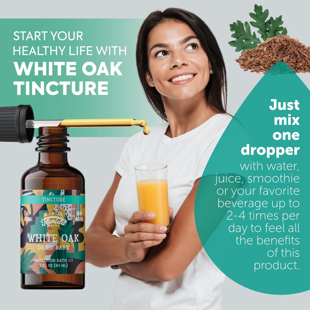 Florida Herbs White Oak Tincture Organic Extract - 2 Fl Oz - image 2