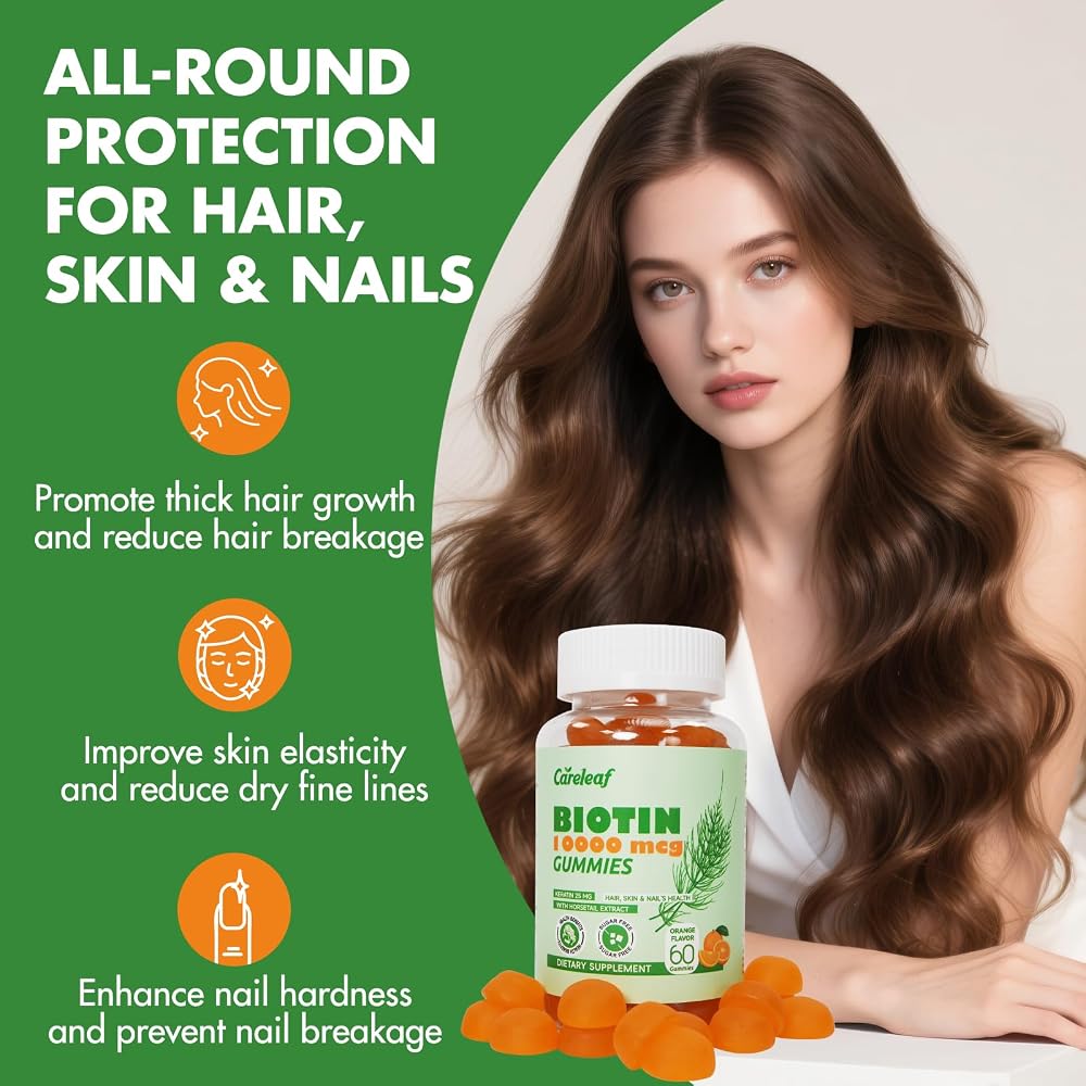 careleaf Biotin 10000mcg Hair Growth Gummies - 60 Count - image 4