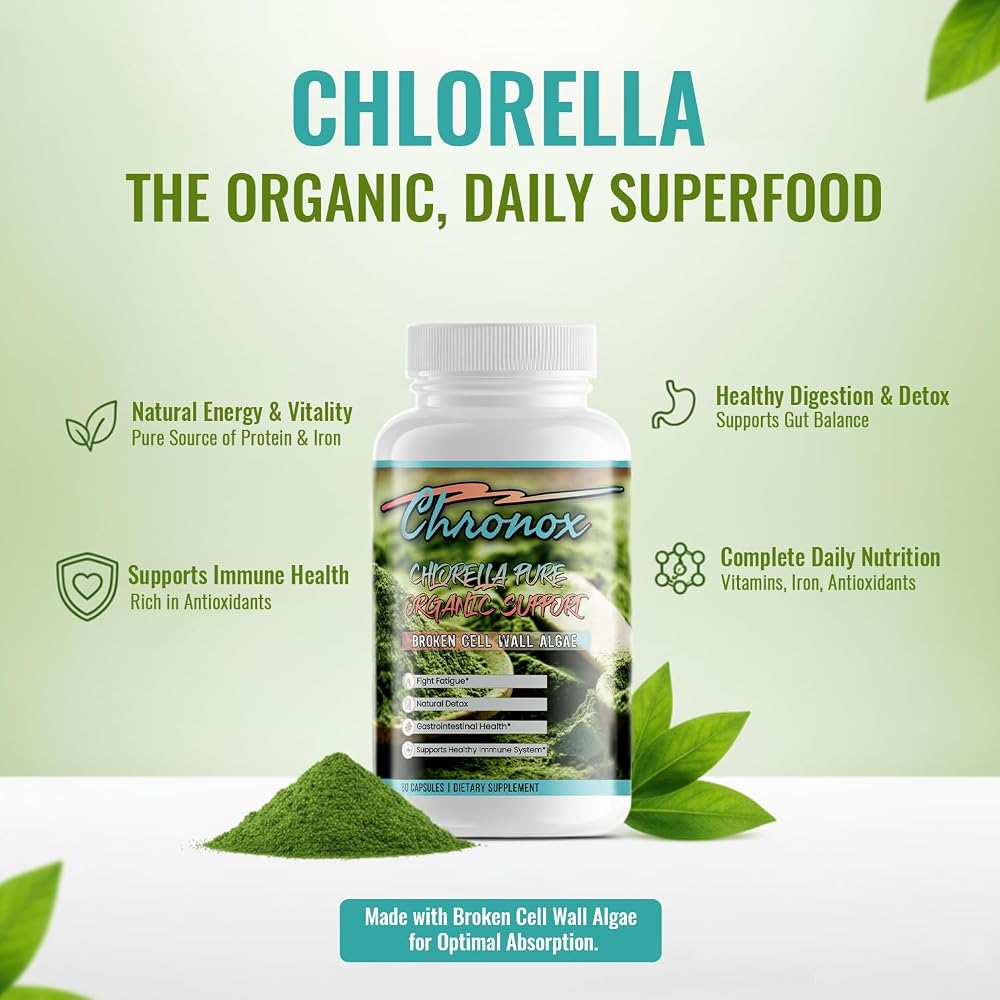 Chronox Chlorella Pure Organic Supplement - 60 Capsules - image 2