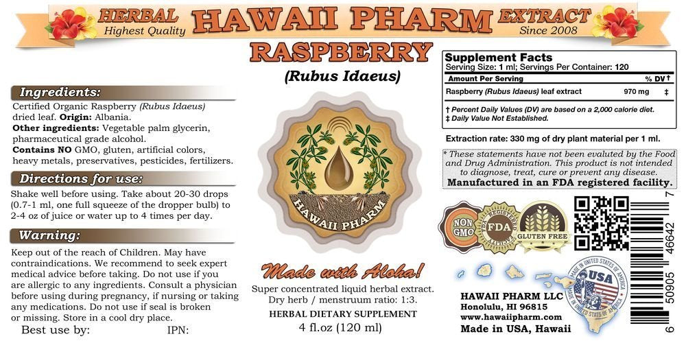 Hawaii Pharm Raspberry (Rubus idaeus) Liquid Extract