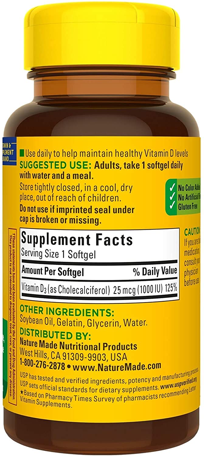 Nature Made Vitamin D3 1000 IU Softgels - 200 Count - image 6
