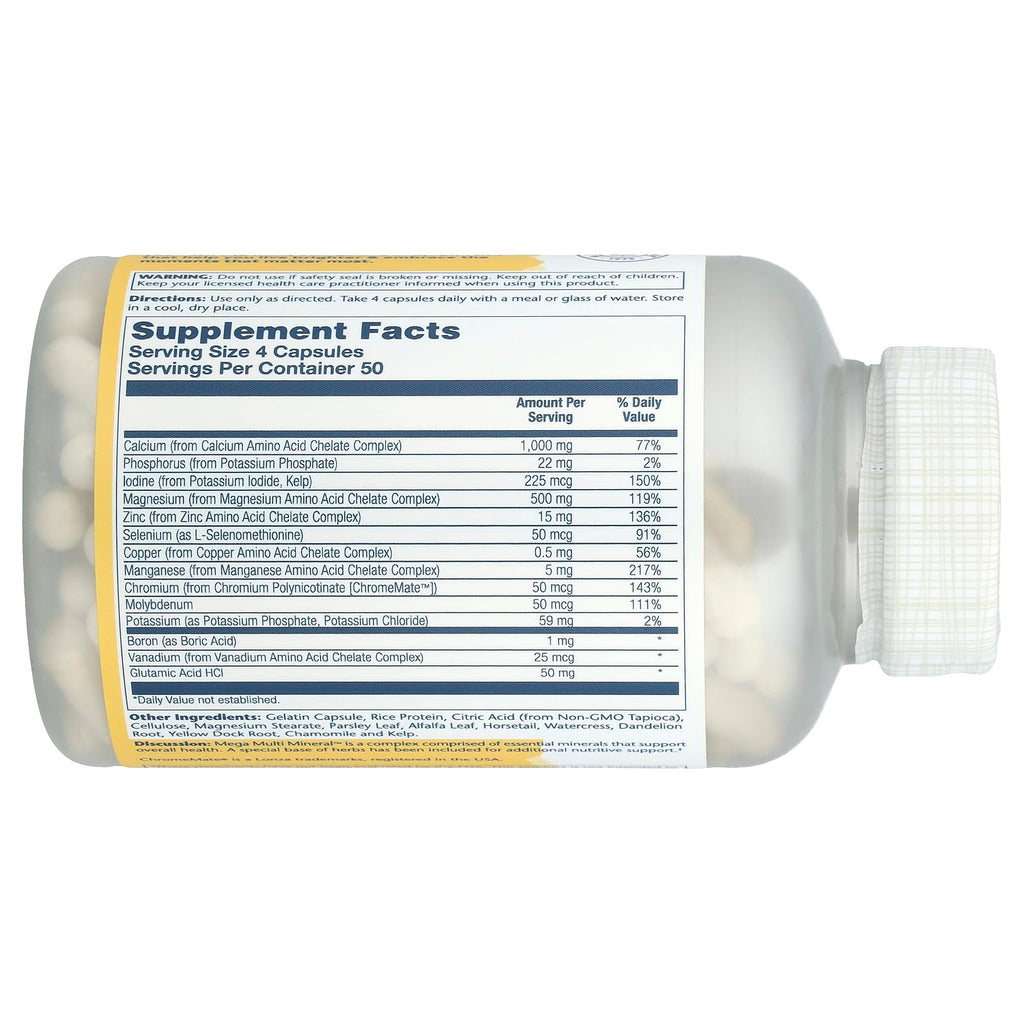 Solaray Mega Multi Mineral - 200 Capsules - image 2