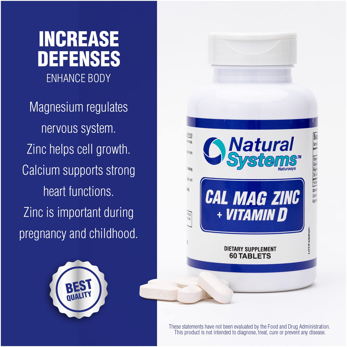 Natural Systems Calcium Magnesium Zinc Vitamin D - 60 Tablets - image 9