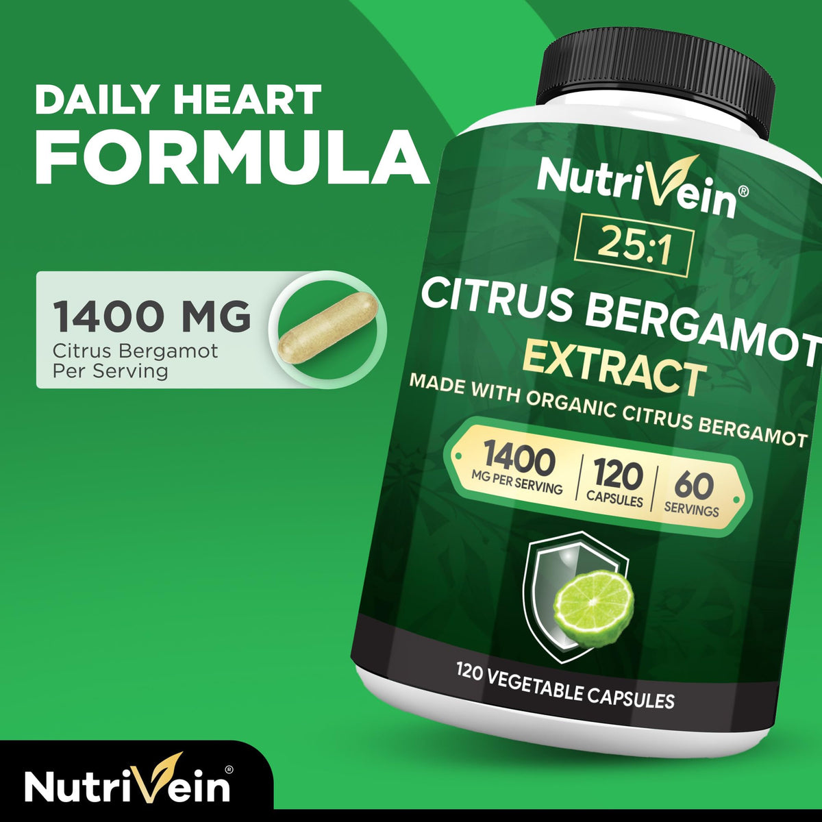 Nutrivein Citrus Bergamot Supplement 1400mg - 120 Capsules - image 3