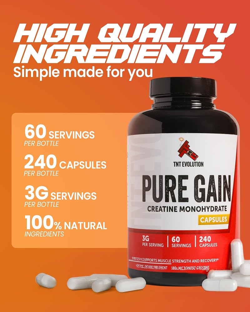 TNT Evolution Creatine Monohydrate Capsules 750mg - 240 Count - image 3