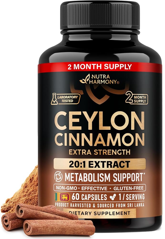 NUTRAHARMONY Ceylon Cinnamon Capsules - Extra Strength - Energy