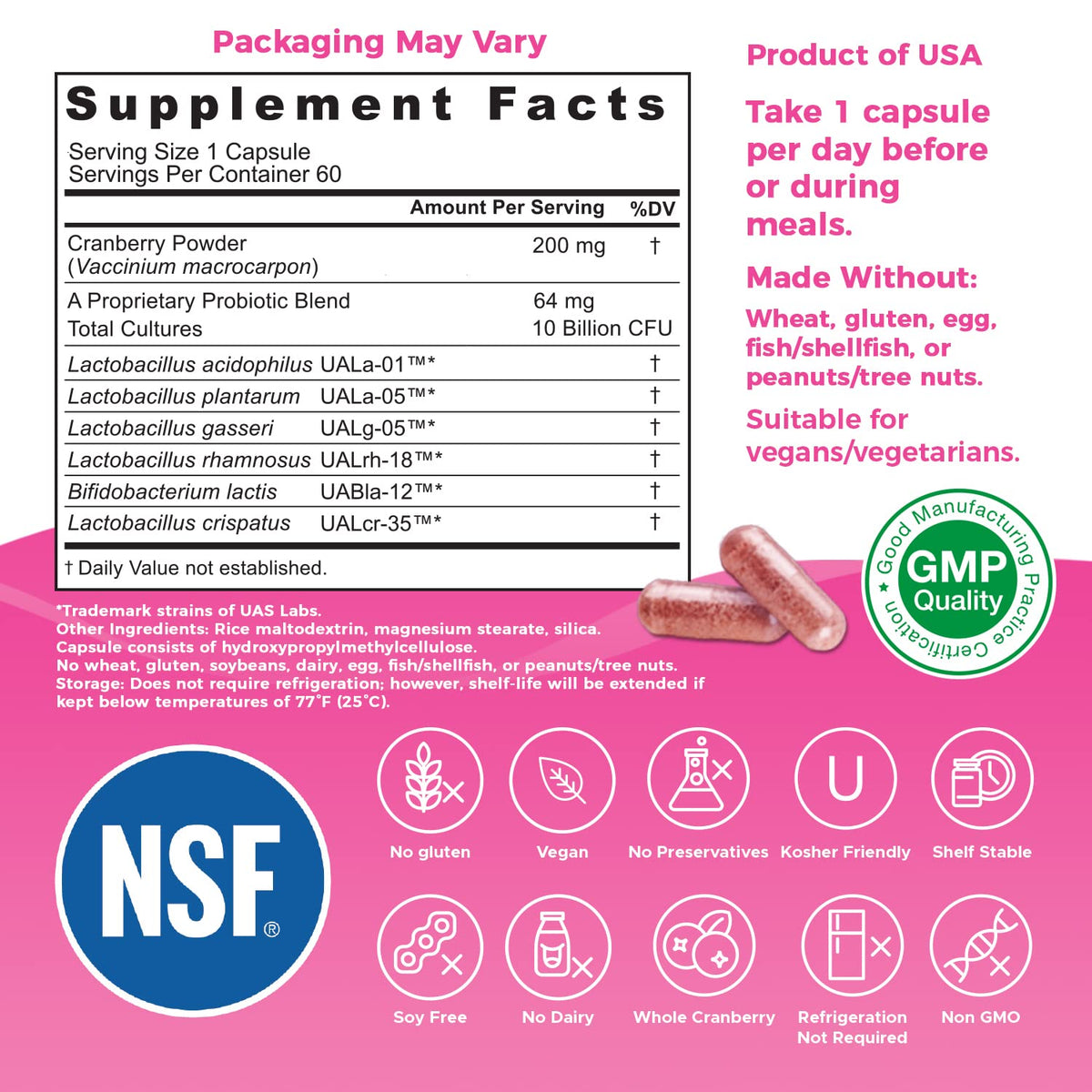 Nutricelebrity Probiotics for Women 10 Billion CFU 6 Strains - 60 Capsules - image 2