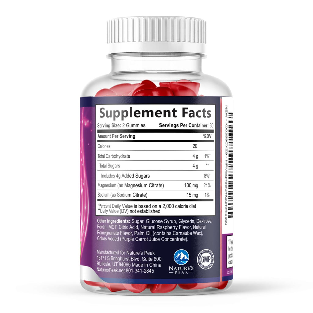 Nature's Peak Magnesium Citrate Gummies - High Absorption Magnesium