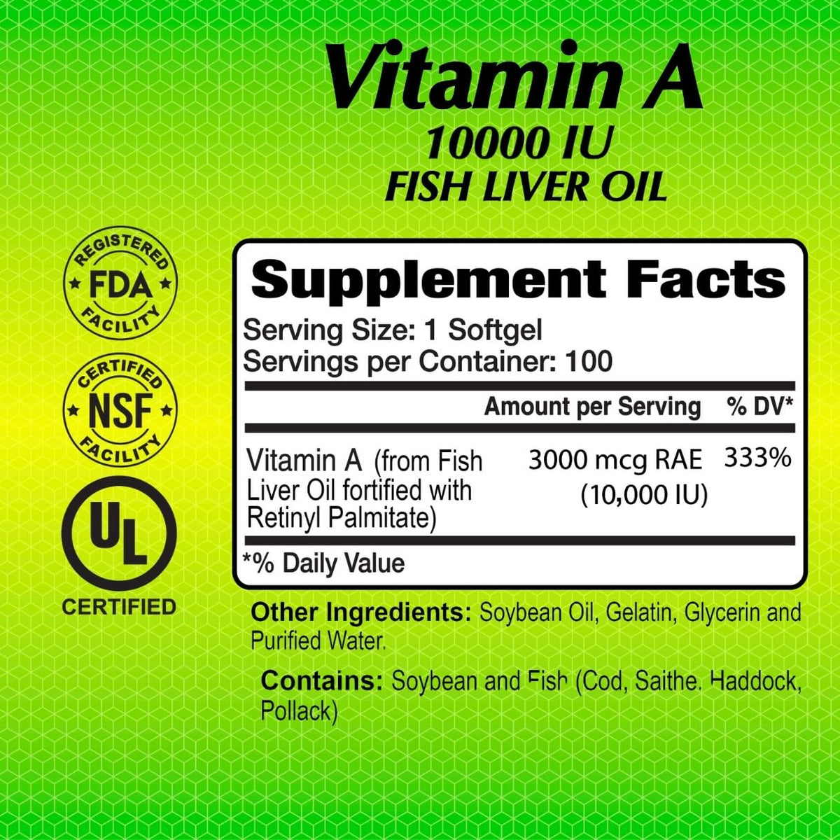 ALFA VITAMINS Vitamin A Fish Liver Oil 10,000 IU - 100 Softgels - image 4