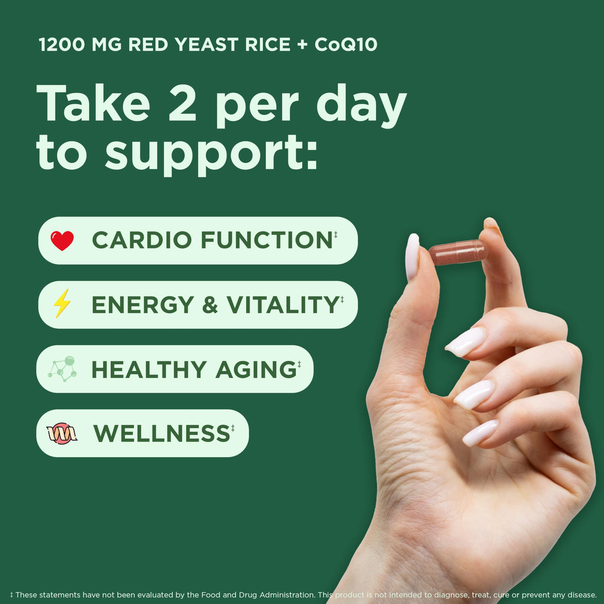 Yuve Red Yeast Rice 1200 mg with CoQ10 - 120 Vegetarian Capsules - image 2