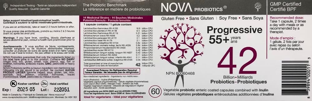 NOVA Probiotics Multi-Strain Progressive 55+ 42 Billion - 60 Capsules - image 2