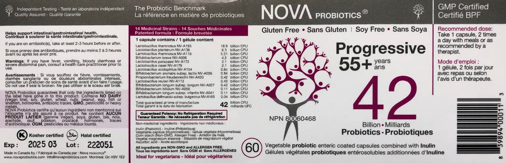 NOVA Probiotics Multi-Strain Progressive 55+ 42 Billion - 60 Capsules - image 2