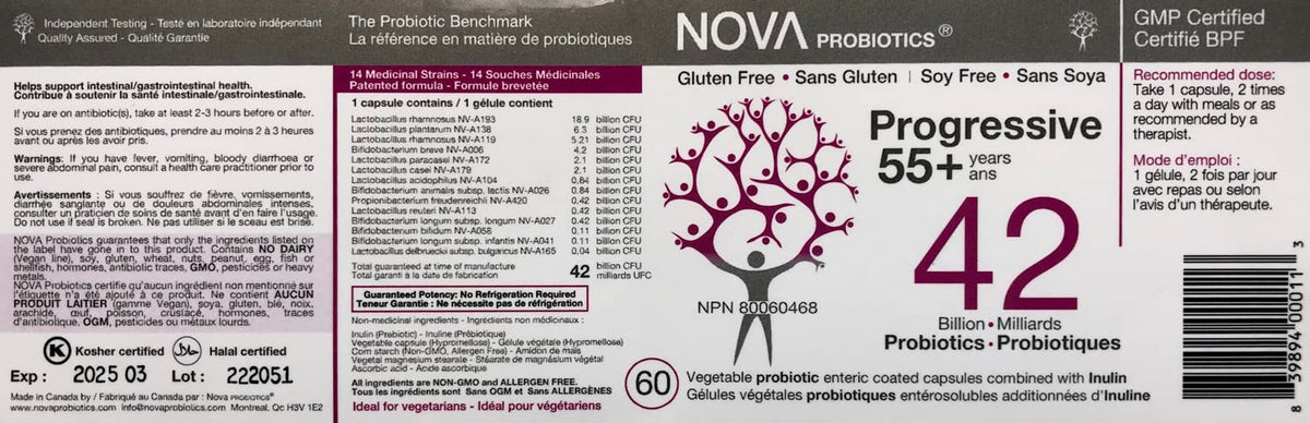 NOVA Probiotics Multi-Strain Progressive 55+ 42 Billion - 60 Capsules - image 2