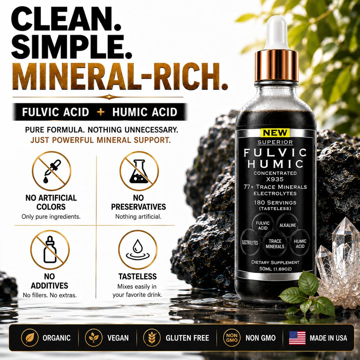 Superior Fulvic Humic X935 Mineral Drops 77+ Trace Minerals - 50 mL - image 8
