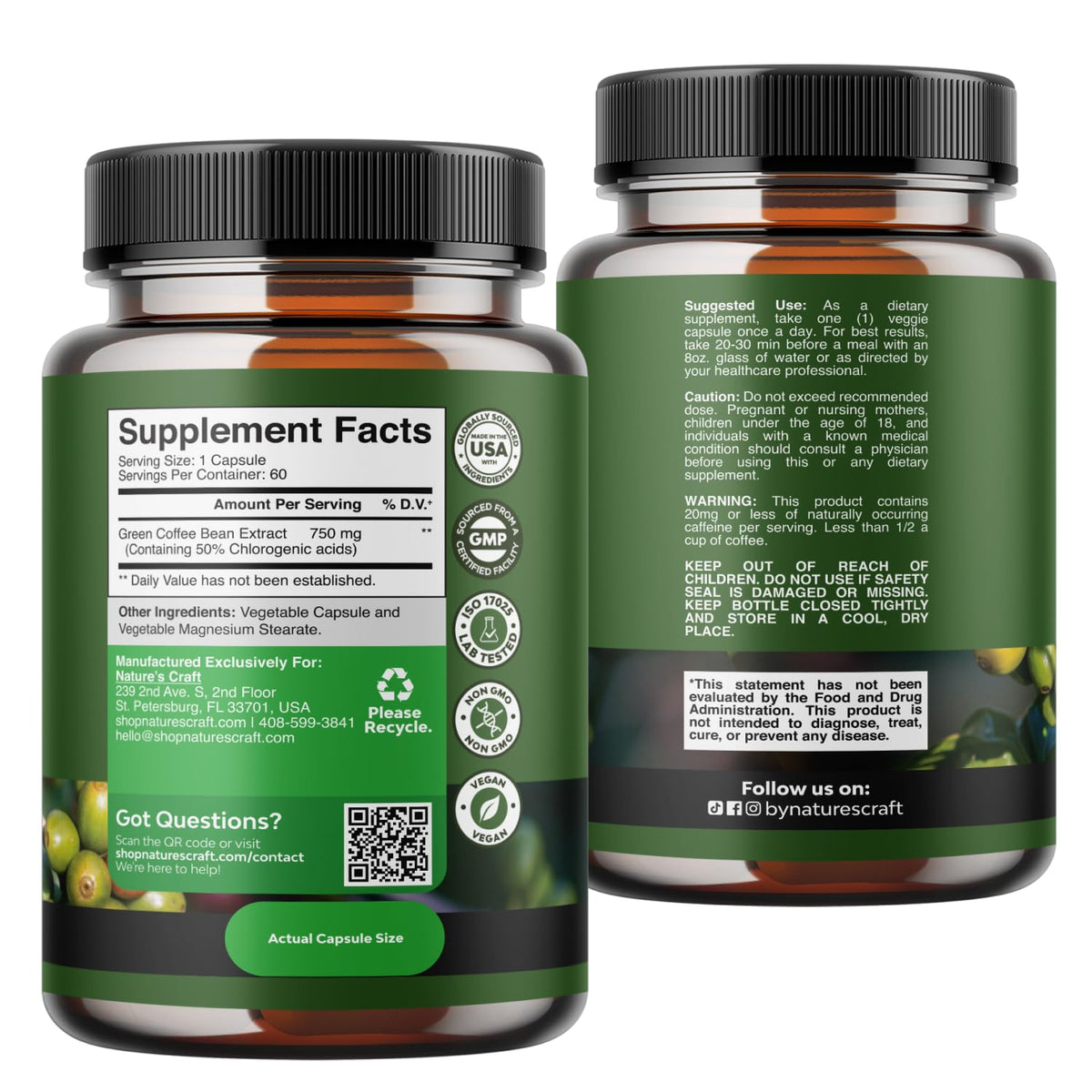 Natures Craft Pure Green Coffee Bean Extract - 60 Capsules - image 7
