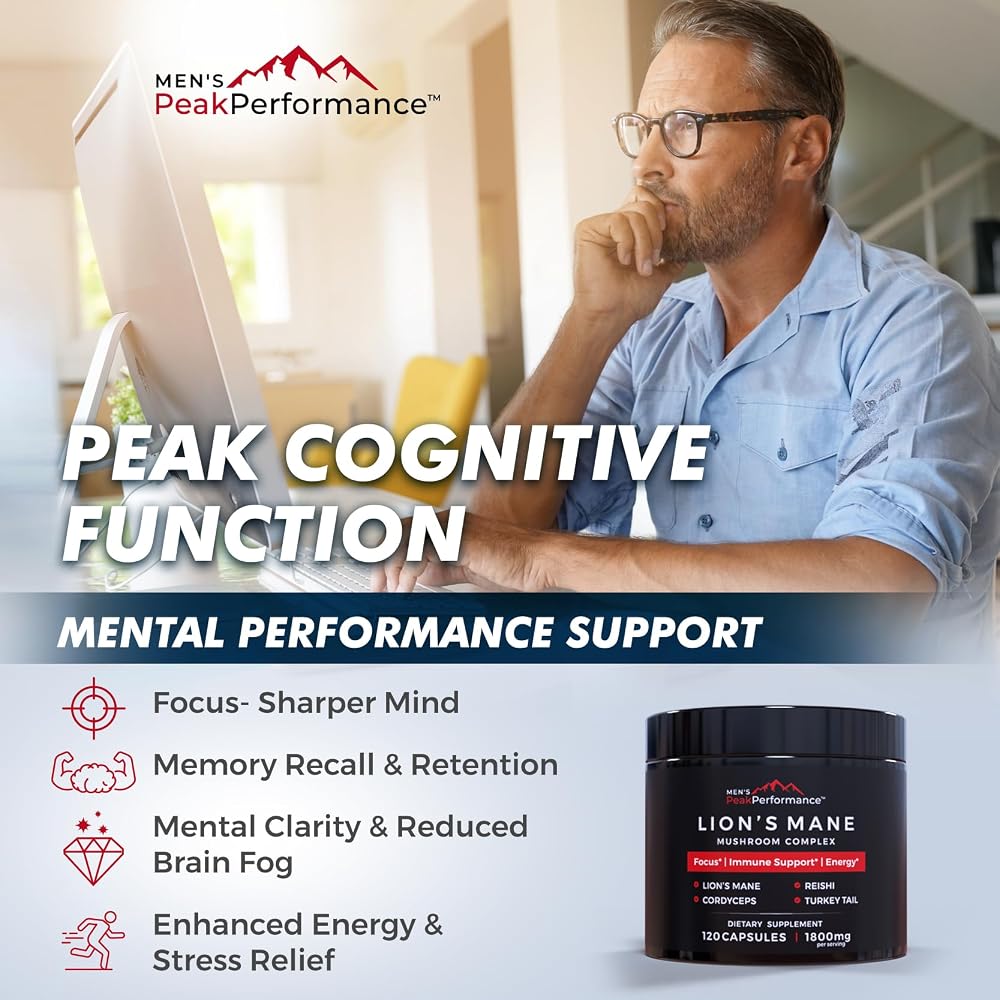 MEN'S PeakPerformance Lion's Mane Mushroom Supplement - 120 Capsules - image 5