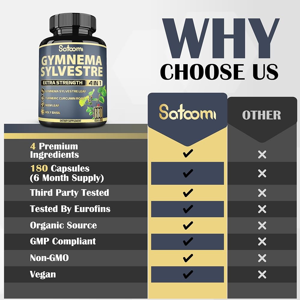 Satoomi Pure Gymnema Sylvestre Capsules Extract - 180 Capsules - image 4